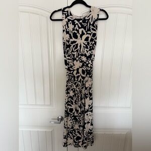 Ralph Lauren Sleeveless Black & Cream Floral Maxi Dress